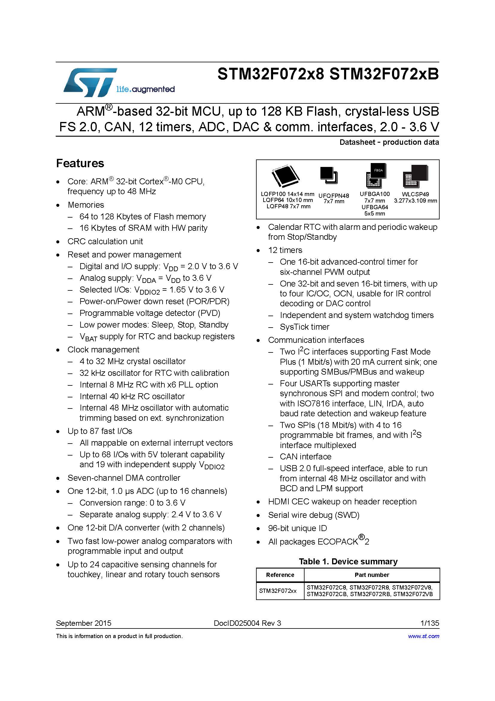 ST stmicroelectronics STM32F072RBT6 - Mainstream ARM Microcontroller USB Series MCU Microcontroller - Original genuine product - 图片 4